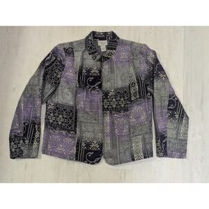 Renaissance Petite Blazer PL Purple Gray Tapestry Boho Jacket